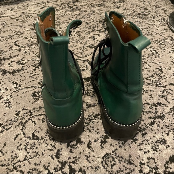 Aqua brand lug sole green combat boots with silver studs - Picture 12 of 15